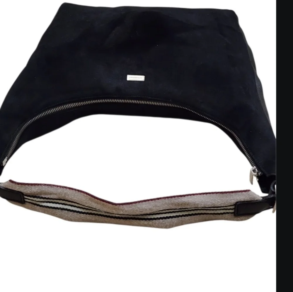Burberry BLACK HOBO LARGE SUEDE/LEATHER BIG VINTAGE BAG AUTHENTIC VINTAGE